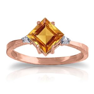 ALARRI 1.77 Carat 14K Solid Rose Gold Ring Diamond Citrine