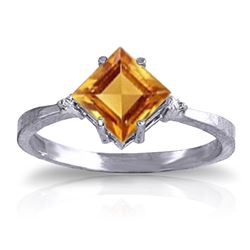 ALARRI 1.77 CTW 14K Solid White Gold Ring Diamond Citrine