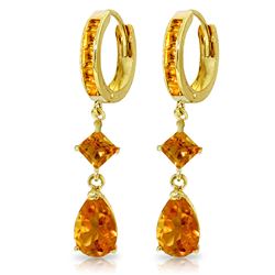 ALARRI 5.62 Carat 14K Solid Gold Huggie Earrings Dangling Citrine