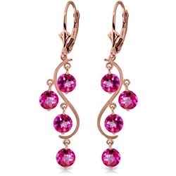 ALARRI 4.95 Carat 14K Solid Rose Gold Chandelier Earrings Natural Pink Topaz