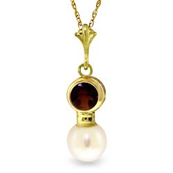 ALARRI 2.48 Carat 14K Solid Gold Immortality Garnet Pearl Necklace