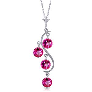 ALARRI 2.25 Carat 14K Solid White Gold Own Delight Pink Topaz Necklace