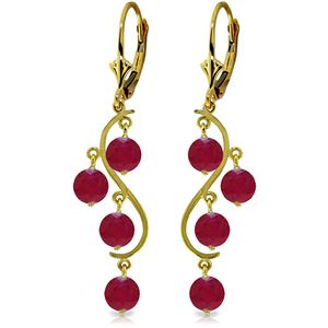 ALARRI 4 Carat 14K Solid Gold Chandelier Earrings Natural Ruby