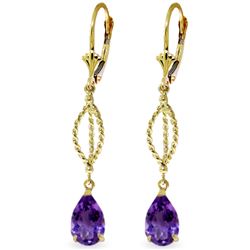 ALARRI 3 CTW 14K Solid Gold Fleur De Lis Amethyst Earrings