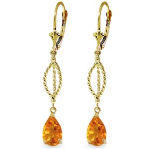 ALARRI 3 Carat 14K Solid Gold Fleur De Lis Citrine Earrings
