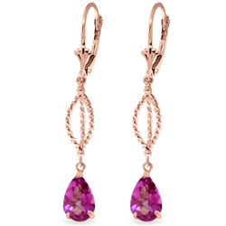 ALARRI 3 Carat 14K Solid Rose Gold Pink Topaz Dangling Earrings