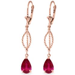 ALARRI 3.5 CTW 14K Solid Rose Gold Ruby Dangling Earrings