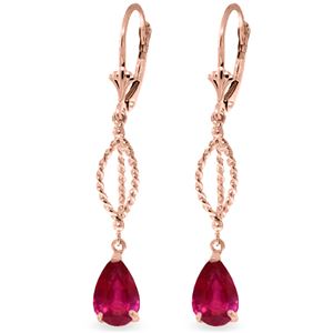 ALARRI 3.5 CTW 14K Solid Rose Gold Ruby Dangling Earrings