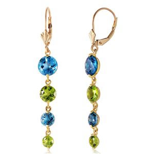 ALARRI 7.8 CTW 14K Solid Gold Drizzle Blue Topaz Peridot Earrings