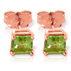 ALARRI 0.95 CTW 14K Solid Rose Gold Caress Peridot Stud Earrings