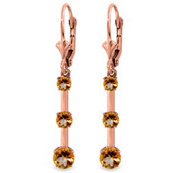 ALARRI 2.5 CTW 14K Solid Rose Gold Citrine Bar Earrings