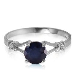 ALARRI 1.02 Carat 14K Solid White Gold Laughter To Express Sapphire Diamond Ring