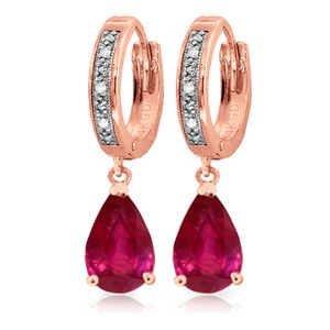 ALARRI 3.53 CTW 14K Solid Rose Gold Hoop Earrings Diamond Ruby