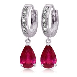 ALARRI 3.53 CTW 14K Solid White Gold Hoop Earrings Diamond Ruby