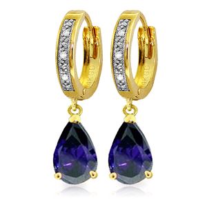 ALARRI 3.53 Carat 14K Solid Gold Hoop Earrings Diamond Sapphire