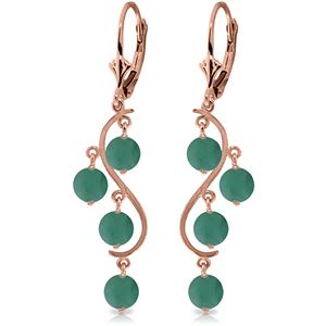 ALARRI 4 Carat 14K Solid Rose Gold Chandelier Earrings Natural Emerald