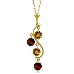 ALARRI 2.3 CTW 14K Solid Gold Necklace Natural Citrine Garnet