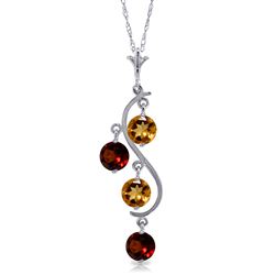 ALARRI 2.3 Carat 14K Solid White Gold Necklace Natural Citrine Garnet