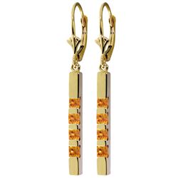 ALARRI 0.7 CTW 14K Solid Gold Leverback Earringsbar Natural Citrine