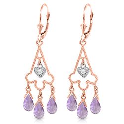 ALARRI 4.83 Carat 14K Solid Rose Gold Chandelier Diamond Earrings Amethyst