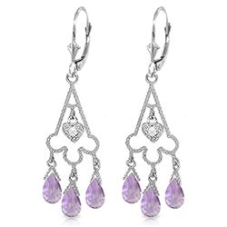 ALARRI 4.83 Carat 14K Solid White Gold Chandelier Diamond Earrings Amethyst