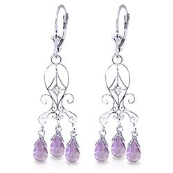 ALARRI 4.81 CTW 14K Solid White Gold Chandelier Diamond Earrings Amethyst