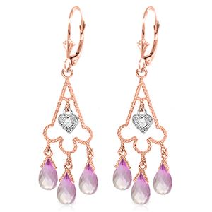 ALARRI 4.83 Carat 14K Solid Rose Gold Chandelier Diamond Earrings Pink Topaz