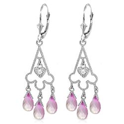 ALARRI 4.83 CTW 14K Solid White Gold Chandelier Diamond Earrings Pink Topaz