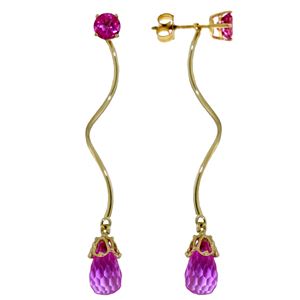 ALARRI 6.8 CTW 14K Solid Gold Stud Drops Earrings Natural Pink Topaz