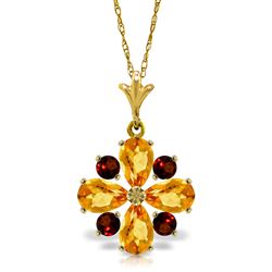 ALARRI 2.43 Carat 14K Solid Gold Piercing Gaze Garnet Citrine Necklace