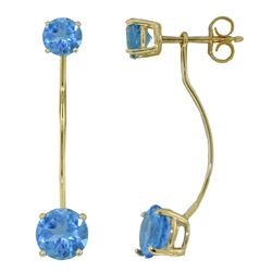 ALARRI 4.3 Carat 14K Solid Gold Stud Drops Earrings Natural Blue Topaz