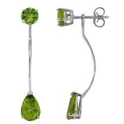 ALARRI 4.2 CTW 14K Solid White Gold Stud Drops Earrings Natural Peridot