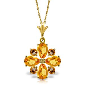 ALARRI 2.43 Carat 14K Solid Gold Ray Of Life Citrine Necklace