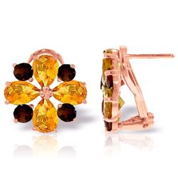 ALARRI 4.85 Carat 14K Solid Rose Gold French Clips Earrings Citrine Garnet