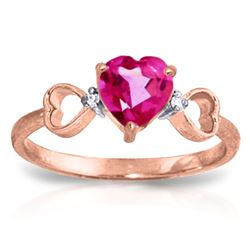 ALARRI 0.96 Carat 14K Solid Rose Gold Ring Diamond Pink Topaz