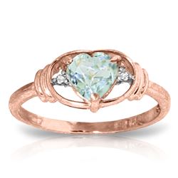 ALARRI 0.96 Carat 14K Solid Rose Gold Glory Aquamarine Diamond Ring