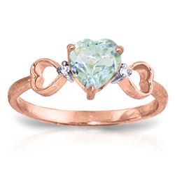 ALARRI 0.96 CTW 14K Solid Rose Gold Tri Heart Aquamarine Diamond Ring