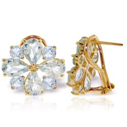 ALARRI 4.85 Carat 14K Solid Gold French Clips Earrings Natural Aquamarine