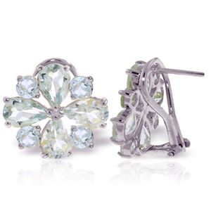 ALARRI 4.85 Carat 14K Solid White Gold French Clips Earrings Natural Aquamarine