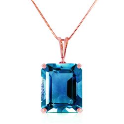 ALARRI 14K Solid Rose Gold Necklace w/ Octagon Blue Topaz