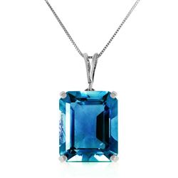 ALARRI 7 Carat 14K Solid White Gold Necklace Octagon Blue Topaz