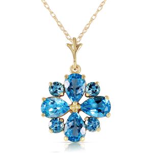 ALARRI 2.43 Carat 14K Solid Gold Beauvoire Blue Topaz Necklace
