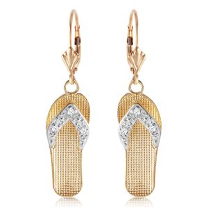 ALARRI 0.04 Carat 14K Solid Gold Shoes Leverback Earrings Diamond