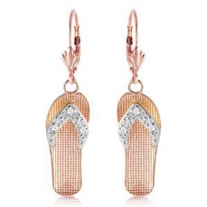 ALARRI 0.04 Carat 14K Solid Rose Gold Shoes Leverback Earrings Diamond