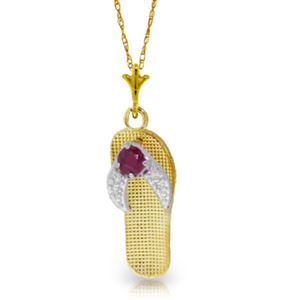ALARRI 0.15 CTW 14K Solid Gold Shoes Necklace Natural Ruby