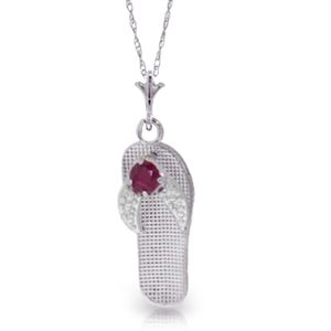 ALARRI 0.15 CTW 14K Solid White Gold Shoes Necklace Natural Ruby
