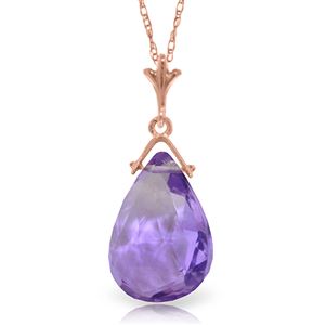 ALARRI 14K Solid Rose Gold Necklace w/ Briolette Purple Amethyst