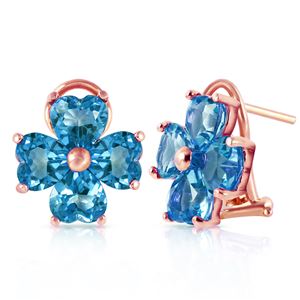 ALARRI 7.6 Carat 14K Solid Rose Gold Heart Cluster Blue Topaz Earrings
