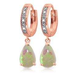 ALARRI 1.58 Carat 14K Solid Rose Gold Hoop Earrings Diamond Opal