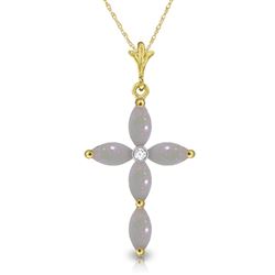 ALARRI 0.69 Carat 14K Solid Gold Necklace Natural Diamond Opal